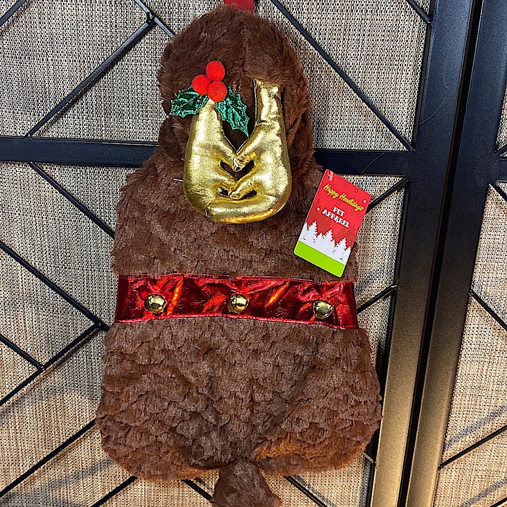 NEW HAPPY HOWLIDAYS PET APPAREL SIZE SMALL REINDEER APPAREL